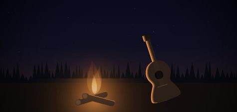 The Campfire Jam backdrop.