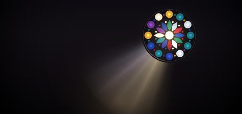 The Stained Glass backdrop.