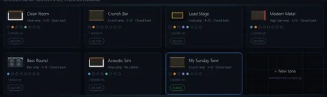 The tone shelf, with one tone selected and its chain summarised.