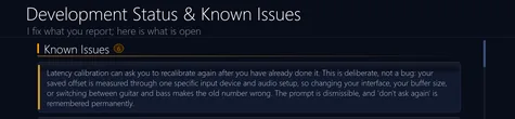 The known-issues list as it ships, with the development to-do list underneath it.