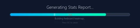 The report being assembled, sixteen of its twenty sections done and the fretboard heatmap being built.